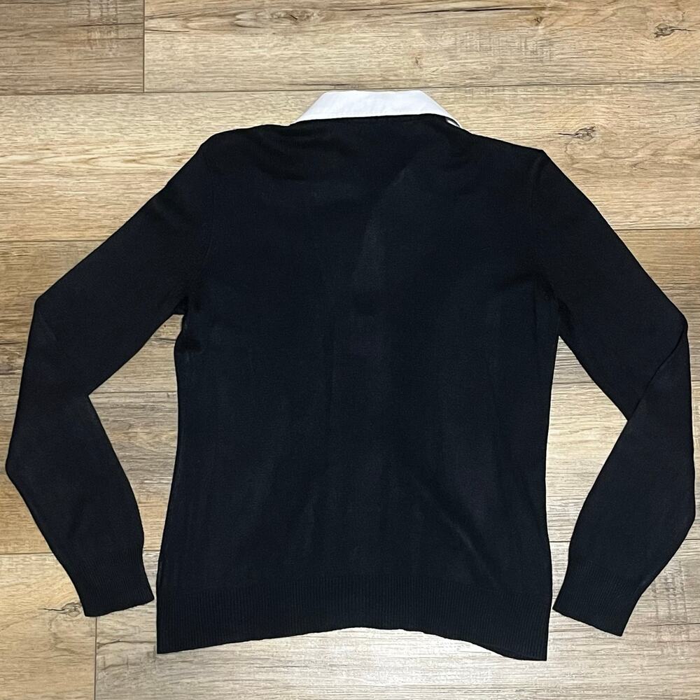Lauren Ralph Lauren Cashmere Silk Cardigan Sweater Women's M Black Preppy Luxury - Picture 5 of 7